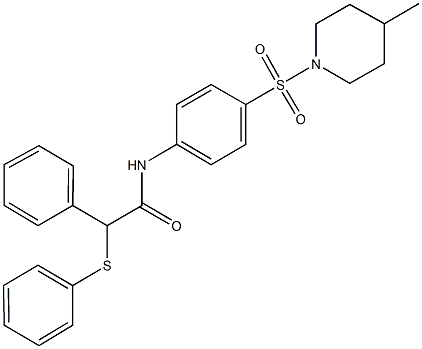 N-{4-[(4-methyl-1-piperidinyl)sulfonyl]phenyl}-2-phenyl-2-(phenylsulfanyl)acetamide Struktur