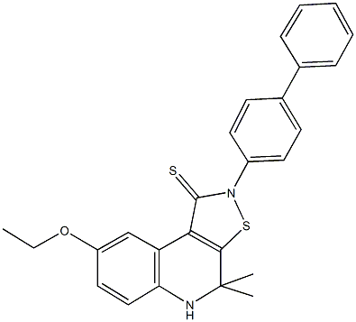 2-[1,1'-biphenyl]-4-yl-8-ethoxy-4,4-dimethyl-4,5-dihydroisothiazolo[5,4-c]quinoline-1(2H)-thione Struktur