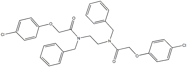 N-benzyl-N-(2-{benzyl[(4-chlorophenoxy)acetyl]amino}ethyl)-2-(4-chlorophenoxy)acetamide Struktur