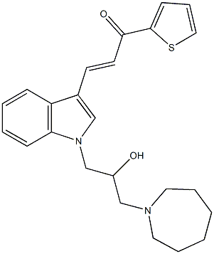 3-{1-[3-(1-azepanyl)-2-hydroxypropyl]-1H-indol-3-yl}-1-(2-thienyl)-2-propen-1-one Struktur