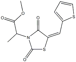 methyl 2-[2,4-dioxo-5-(2-thienylmethylene)-1,3-thiazolidin-3-yl]propanoate Struktur