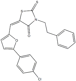 5-{[5-(4-chlorophenyl)-2-furyl]methylene}-3-(2-phenylethyl)-2-thioxo-1,3-thiazolidin-4-one Struktur