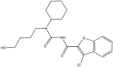 N'-[(3-chloro-1-benzothien-2-yl)carbonyl]-N-cyclohexyl-N-(4-hydroxybutyl)thiourea Struktur