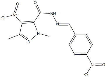 4-nitro-N'-{4-nitrobenzylidene}-1,3-dimethyl-1H-pyrazole-5-carbohydrazide Struktur