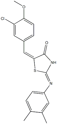 5-(3-chloro-4-methoxybenzylidene)-2-[(3,4-dimethylphenyl)imino]-1,3-thiazolidin-4-one Struktur