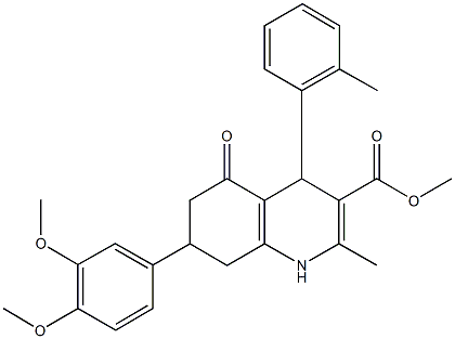 methyl 7-(3,4-dimethoxyphenyl)-2-methyl-4-(2-methylphenyl)-5-oxo-1,4,5,6,7,8-hexahydro-3-quinolinecarboxylate Struktur