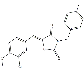 5-(3-chloro-4-methoxybenzylidene)-3-(4-fluorobenzyl)-1,3-thiazolidine-2,4-dione Struktur