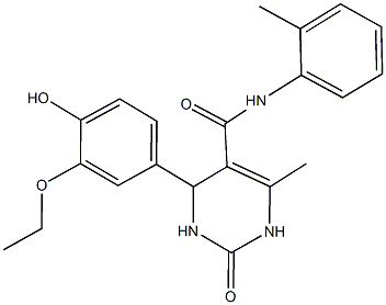 4-(3-ethoxy-4-hydroxyphenyl)-6-methyl-N-(2-methylphenyl)-2-oxo-1,2,3,4-tetrahydro-5-pyrimidinecarboxamide Struktur