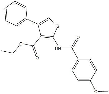 ethyl 2-[(4-methoxybenzoyl)amino]-4-phenyl-3-thiophenecarboxylate Struktur