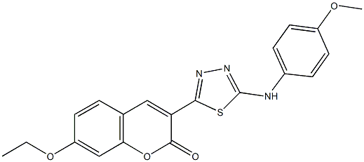 7-ethoxy-3-[5-(4-methoxyanilino)-1,3,4-thiadiazol-2-yl]-2H-chromen-2-one Struktur