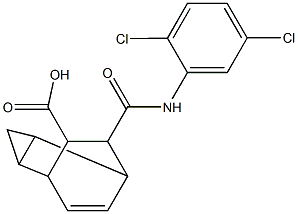 7-[(2,5-dichloroanilino)carbonyl]tricyclo[3.2.2.0~2,4~]non-8-ene-6-carboxylic acid Struktur