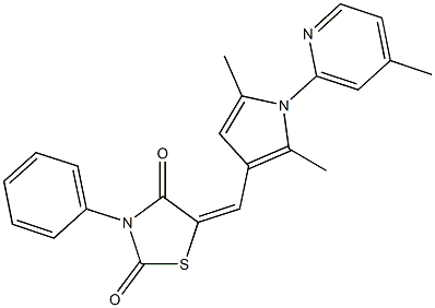 5-{[2,5-dimethyl-1-(4-methyl-2-pyridinyl)-1H-pyrrol-3-yl]methylene}-3-phenyl-1,3-thiazolidine-2,4-dione Struktur