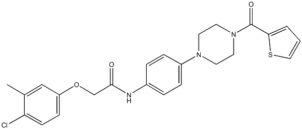 2-(4-chloro-3-methylphenoxy)-N-{4-[4-(2-thienylcarbonyl)-1-piperazinyl]phenyl}acetamide Struktur