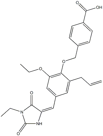 4-({2-allyl-6-ethoxy-4-[(1-ethyl-2,5-dioxo-4-imidazolidinylidene)methyl]phenoxy}methyl)benzoic acid Struktur