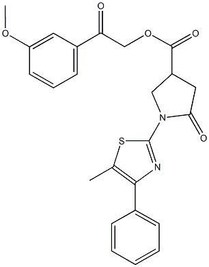 2-(3-methoxyphenyl)-2-oxoethyl 1-(5-methyl-4-phenyl-1,3-thiazol-2-yl)-5-oxo-3-pyrrolidinecarboxylate Struktur