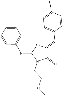 5-(4-fluorobenzylidene)-3-(2-methoxyethyl)-2-(phenylimino)-1,3-thiazolidin-4-one Struktur