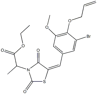 ethyl 2-{5-[4-(allyloxy)-3-bromo-5-methoxybenzylidene]-2,4-dioxo-1,3-thiazolidin-3-yl}propanoate Struktur