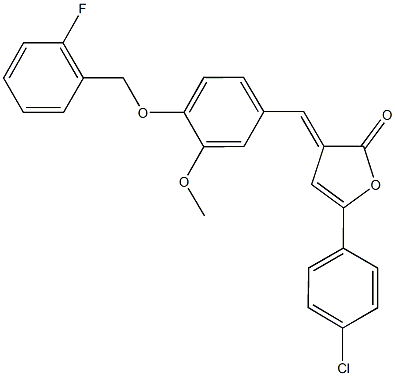 5-(4-chlorophenyl)-3-{4-[(2-fluorobenzyl)oxy]-3-methoxybenzylidene}-2(3H)-furanone Struktur