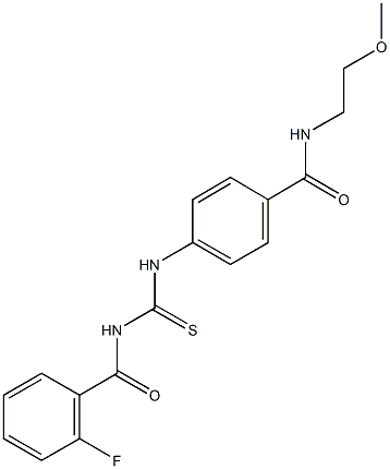 4-({[(2-fluorobenzoyl)amino]carbothioyl}amino)-N-(2-methoxyethyl)benzamide Struktur