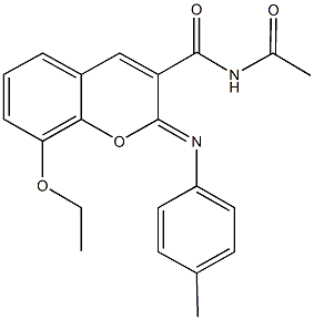 N-acetyl-8-ethoxy-2-[(4-methylphenyl)imino]-2H-chromene-3-carboxamide Struktur