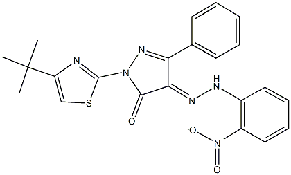 1-(4-tert-butyl-1,3-thiazol-2-yl)-3-phenyl-1H-pyrazole-4,5-dione 4-({2-nitrophenyl}hydrazone) Struktur