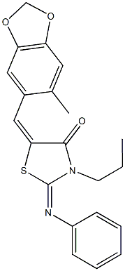 5-[(6-methyl-1,3-benzodioxol-5-yl)methylene]-2-(phenylimino)-3-propyl-1,3-thiazolidin-4-one Struktur