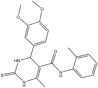 4-(3,4-dimethoxyphenyl)-6-methyl-N-(2-methylphenyl)-2-thioxo-1,2,3,4-tetrahydro-5-pyrimidinecarboxamide Struktur