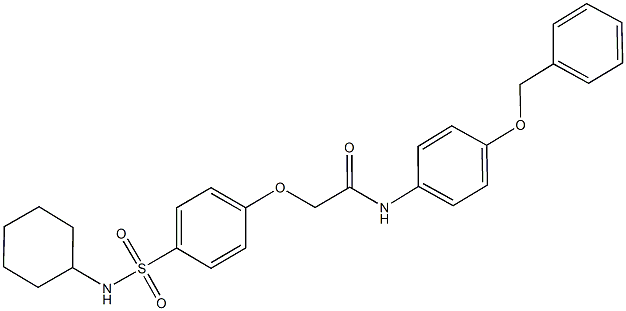 N-[4-(benzyloxy)phenyl]-2-{4-[(cyclohexylamino)sulfonyl]phenoxy}acetamide Struktur