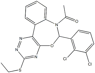 7-acetyl-6-(2,3-dichlorophenyl)-3-(ethylsulfanyl)-6,7-dihydro[1,2,4]triazino[5,6-d][3,1]benzoxazepine Struktur