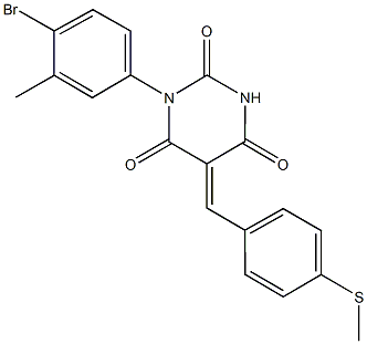 1-(4-bromo-3-methylphenyl)-5-[4-(methylsulfanyl)benzylidene]-2,4,6(1H,3H,5H)-pyrimidinetrione Struktur