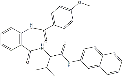 2-[(4-methoxybenzoyl)amino]-N-{2-methyl-1-[(2-naphthylamino)carbonyl]propyl}benzamide Struktur