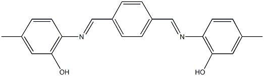 2-[(4-{[(2-hydroxy-4-methylphenyl)imino]methyl}benzylidene)amino]-5-methylphenol Struktur