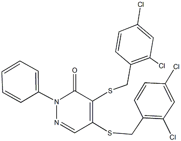 4,5-bis[(2,4-dichlorobenzyl)sulfanyl]-2-phenyl-3(2H)-pyridazinone Struktur