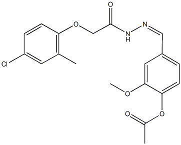 4-{2-[(4-chloro-2-methylphenoxy)acetyl]carbohydrazonoyl}-2-methoxyphenyl acetate Struktur