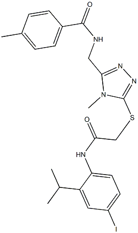 N-[(5-{[2-(4-iodo-2-isopropylanilino)-2-oxoethyl]sulfanyl}-4-methyl-4H-1,2,4-triazol-3-yl)methyl]-4-methylbenzamide Struktur