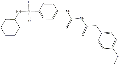 N-cyclohexyl-4-[({[(4-methoxyphenyl)acetyl]amino}carbothioyl)amino]benzenesulfonamide Struktur