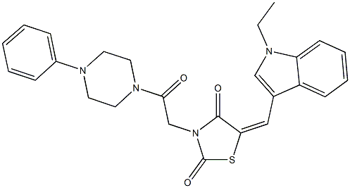 5-[(1-ethyl-1H-indol-3-yl)methylene]-3-[2-oxo-2-(4-phenylpiperazin-1-yl)ethyl]-1,3-thiazolidine-2,4-dione Struktur