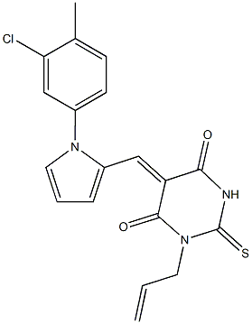 1-allyl-5-{[1-(3-chloro-4-methylphenyl)-1H-pyrrol-2-yl]methylene}-2-thioxodihydropyrimidine-4,6(1H,5H)-dione Struktur