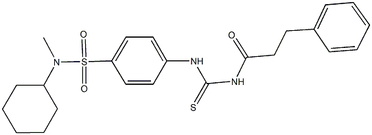 N-cyclohexyl-N-methyl-4-({[(3-phenylpropanoyl)amino]carbothioyl}amino)benzenesulfonamide Struktur