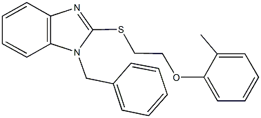 1-benzyl-2-{[2-(2-methylphenoxy)ethyl]sulfanyl}-1H-benzimidazole Struktur