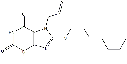 7-allyl-8-(heptylsulfanyl)-3-methyl-3,7-dihydro-1H-purine-2,6-dione Struktur