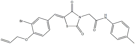 2-{5-[4-(allyloxy)-3-bromobenzylidene]-2,4-dioxo-1,3-thiazolidin-3-yl}-N-(4-methylphenyl)acetamide Struktur