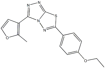 ethyl 4-[3-(2-methyl-3-furyl)[1,2,4]triazolo[3,4-b][1,3,4]thiadiazol-6-yl]phenyl ether Struktur