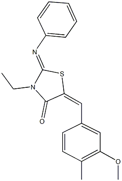 3-ethyl-5-(3-methoxy-4-methylbenzylidene)-2-(phenylimino)-1,3-thiazolidin-4-one Struktur