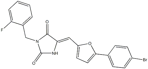 5-{[5-(4-bromophenyl)-2-furyl]methylene}-3-(2-fluorobenzyl)-2,4-imidazolidinedione Struktur