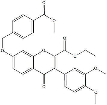 ethyl 3-(3,4-dimethoxyphenyl)-7-{[4-(methoxycarbonyl)benzyl]oxy}-4-oxo-4H-chromene-2-carboxylate Struktur