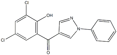 (3,5-dichloro-2-hydroxyphenyl)(1-phenyl-1H-pyrazol-4-yl)methanone Struktur