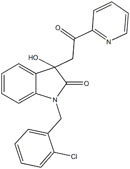 1-(2-chlorobenzyl)-3-hydroxy-3-[2-oxo-2-(2-pyridinyl)ethyl]-1,3-dihydro-2H-indol-2-one Struktur