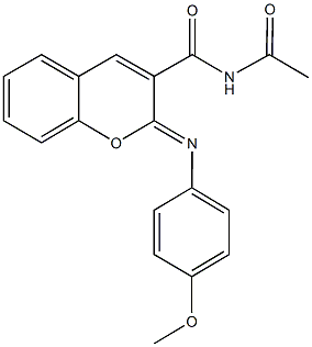 N-acetyl-2-[(4-methoxyphenyl)imino]-2H-chromene-3-carboxamide Struktur