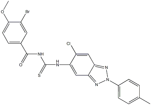 N-(3-bromo-4-methoxybenzoyl)-N'-[6-chloro-2-(4-methylphenyl)-2H-1,2,3-benzotriazol-5-yl]thiourea Struktur